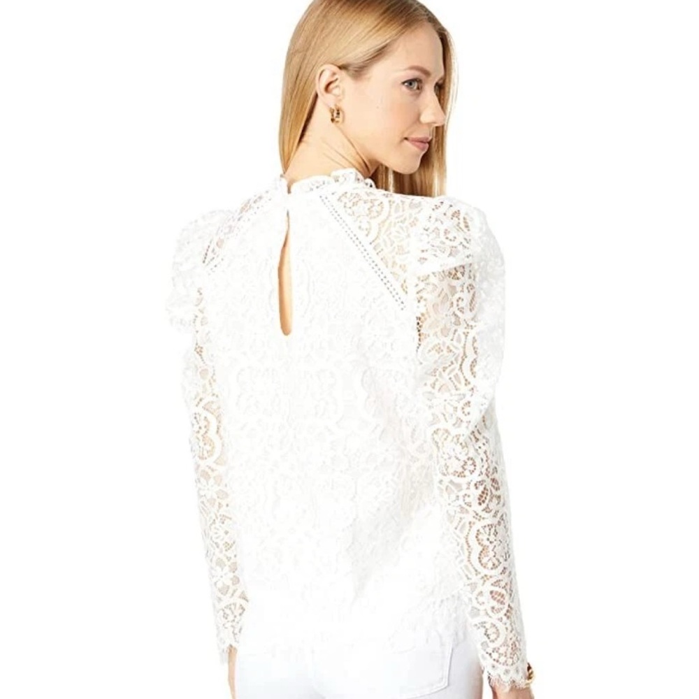 NWOT Lilly Pulitzer Averi Lace Top puff sleeve white size small